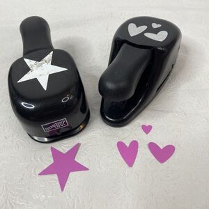 2 Stampin Up Paper Shapers Punches Star And Hearts